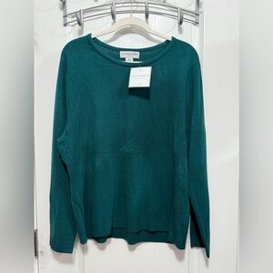 Sag Harbor plus size women’s 2X acrylic sweater dark cyan green pullover NWT New